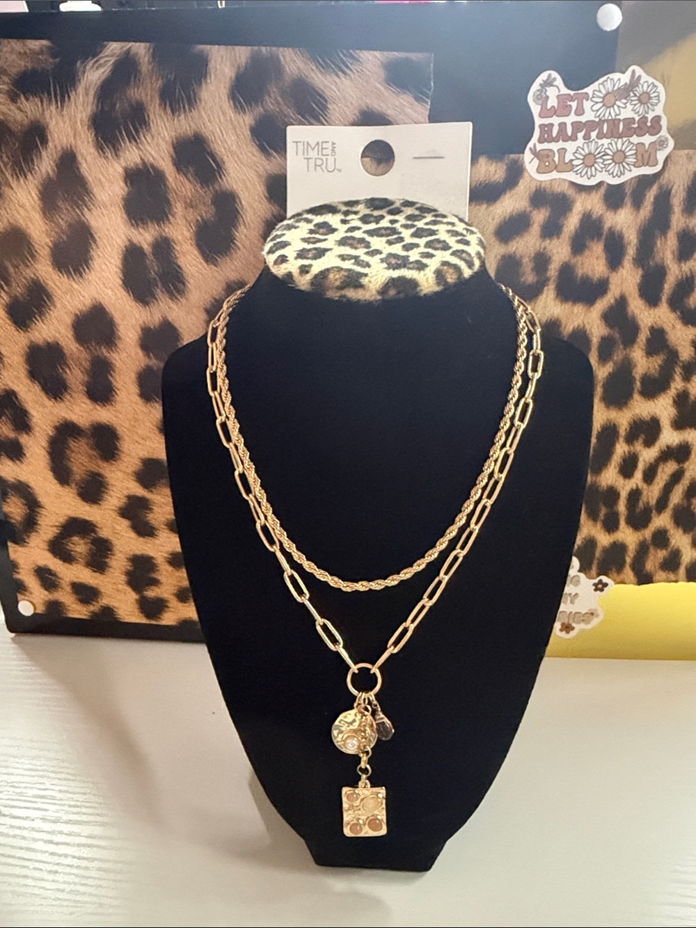 Time and Tru Gold-Tone Double Layer Charm Necklace